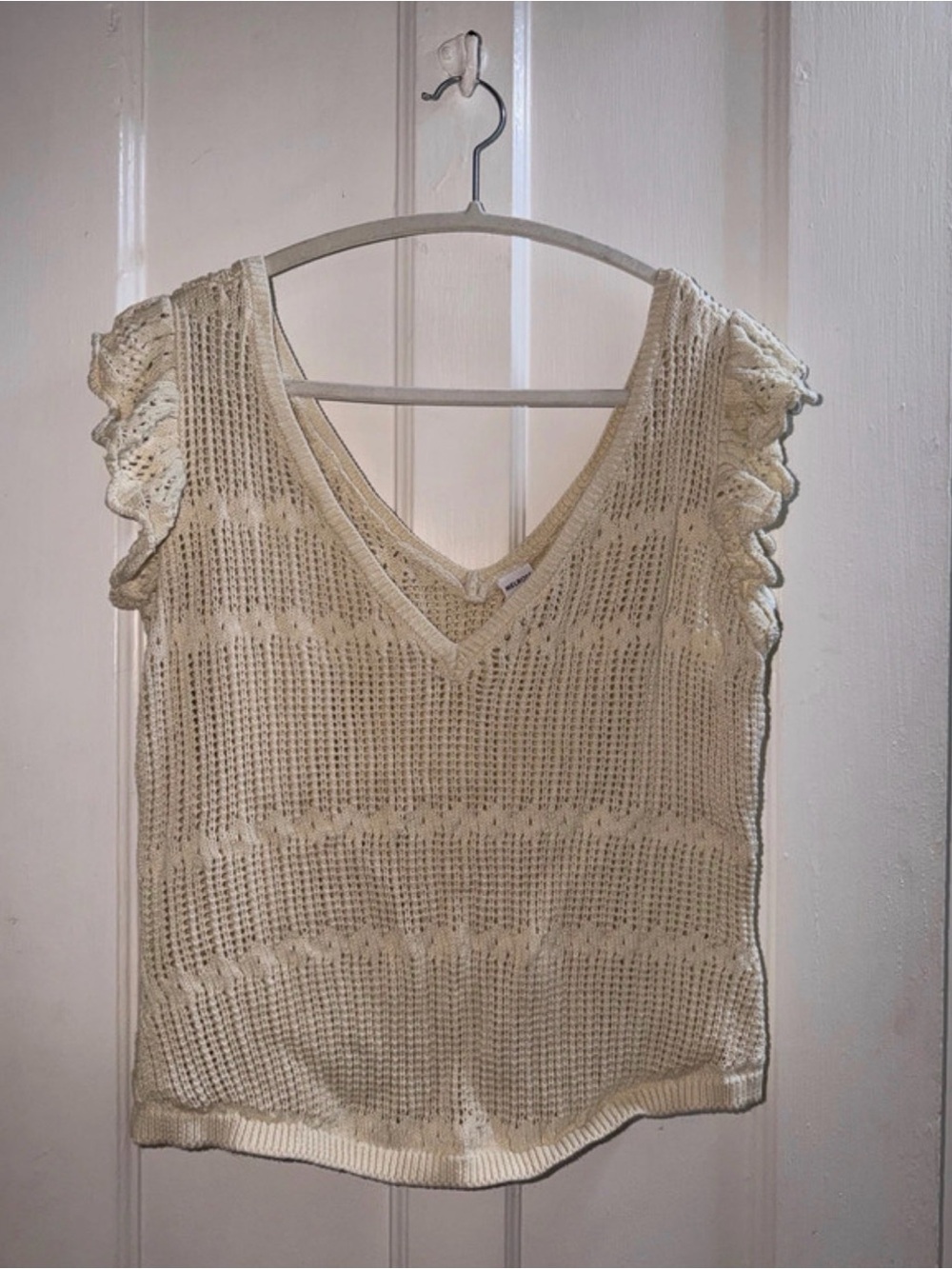 CREAM/White crochet knit tank